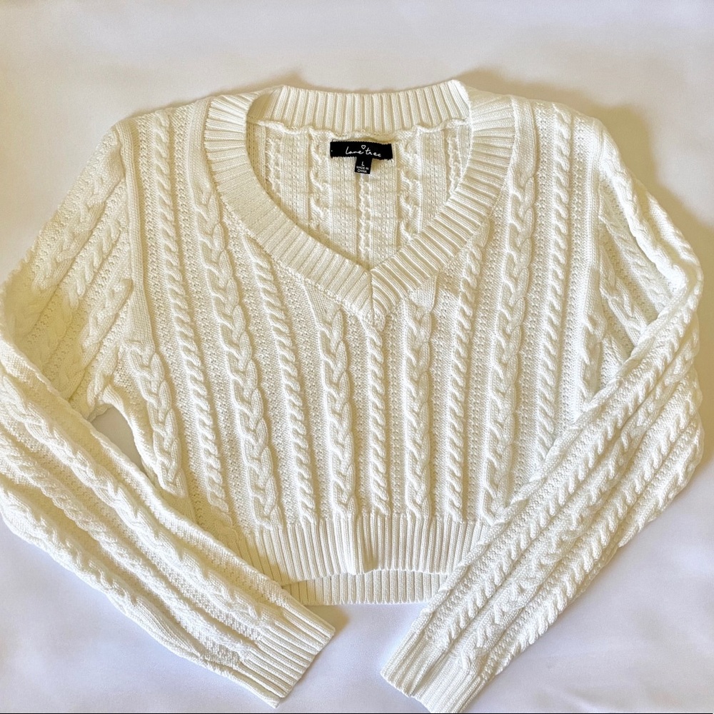 Cropped Braid Sweater
